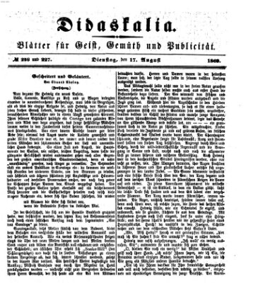 Didaskalia Dienstag 17. August 1869