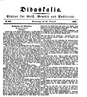 Didaskalia Sonntag 22. August 1869