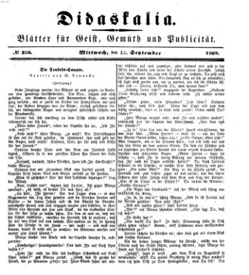 Didaskalia Mittwoch 15. September 1869