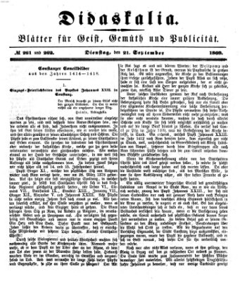 Didaskalia Dienstag 21. September 1869