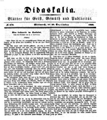 Didaskalia Mittwoch 29. September 1869