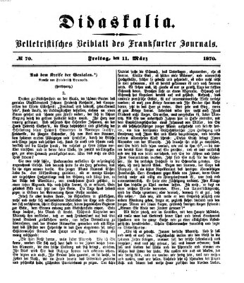 Didaskalia Freitag 11. März 1870