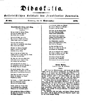 Didaskalia Sonntag 11. September 1870