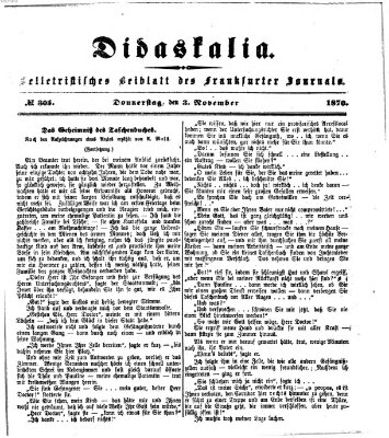 Didaskalia Donnerstag 3. November 1870