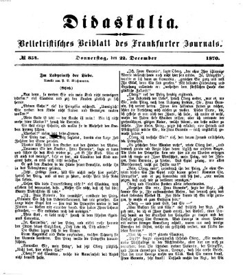 Didaskalia Donnerstag 22. Dezember 1870