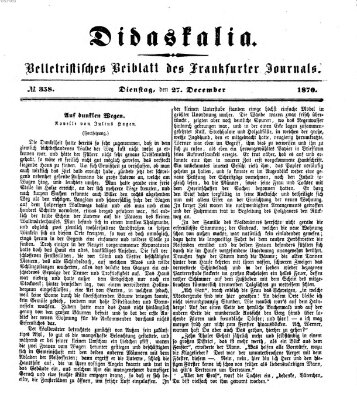 Didaskalia Dienstag 27. Dezember 1870