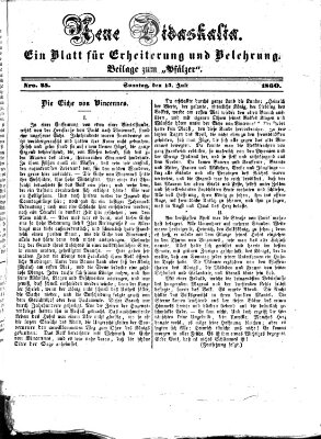 Neue Didaskalia (Pfälzer) Sonntag 15. Juli 1860