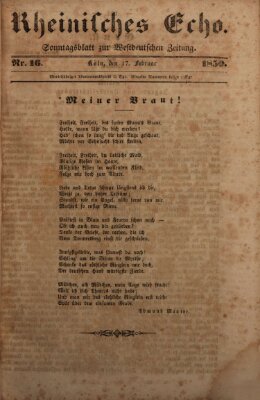 Rheinisches Echo Sonntag 17. Februar 1850