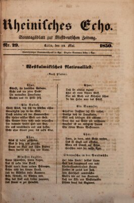 Rheinisches Echo Sonntag 19. Mai 1850