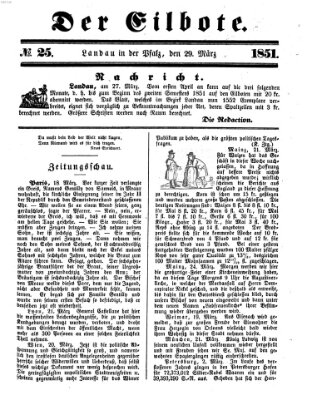 Der Eilbote Samstag 29. März 1851