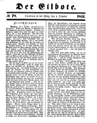 Der Eilbote Mittwoch 1. Oktober 1851