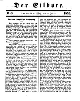 Der Eilbote Donnerstag 22. Januar 1852