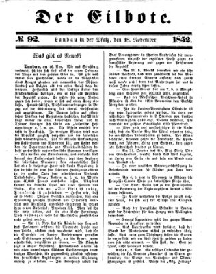 Der Eilbote Donnerstag 18. November 1852