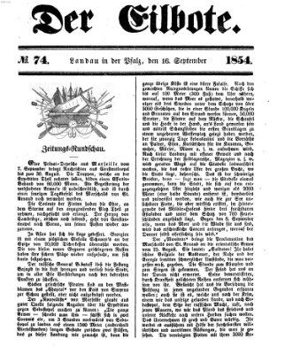 Der Eilbote Samstag 16. September 1854