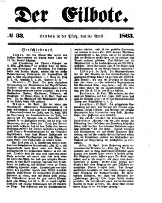 Der Eilbote Donnerstag 30. April 1863