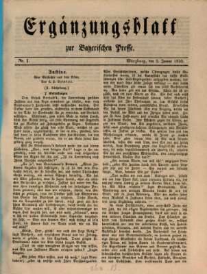 Die Bayerische Presse Mittwoch 2. Januar 1850