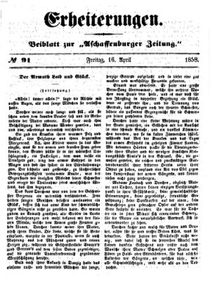 Erheiterungen (Aschaffenburger Zeitung) Freitag 16. April 1858