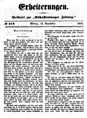 Erheiterungen (Aschaffenburger Zeitung) Montag 13. September 1858