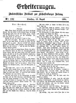 Erheiterungen (Aschaffenburger Zeitung) Dienstag 13. August 1861
