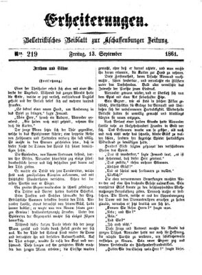 Erheiterungen (Aschaffenburger Zeitung) Freitag 13. September 1861