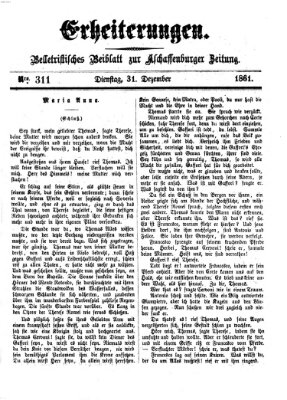 Erheiterungen (Aschaffenburger Zeitung) Dienstag 31. Dezember 1861