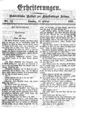 Erheiterungen (Aschaffenburger Zeitung) Samstag 16. Februar 1867