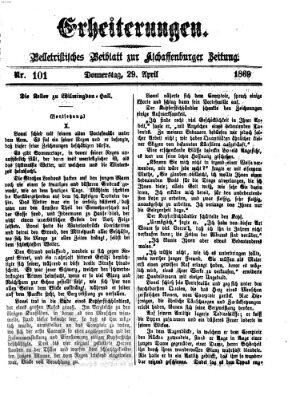 Erheiterungen (Aschaffenburger Zeitung) Donnerstag 29. April 1869