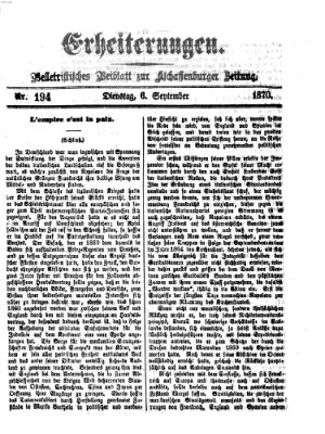 Erheiterungen (Aschaffenburger Zeitung) Dienstag 6. September 1870