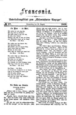 Franconia (Schweinfurter Anzeiger) Donnerstag 20. August 1868