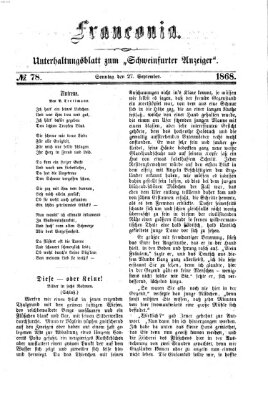 Franconia (Schweinfurter Anzeiger) Sonntag 27. September 1868