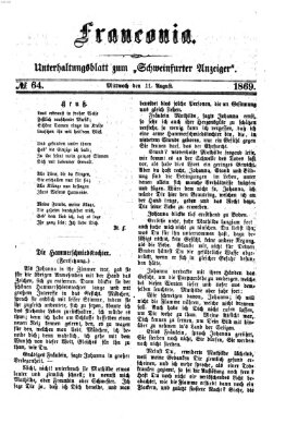 Franconia (Schweinfurter Anzeiger) Mittwoch 11. August 1869