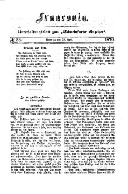 Franconia (Schweinfurter Anzeiger) Samstag 23. April 1870