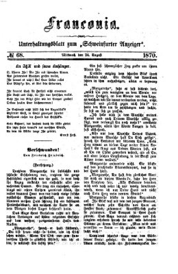 Franconia (Schweinfurter Anzeiger) Mittwoch 24. August 1870