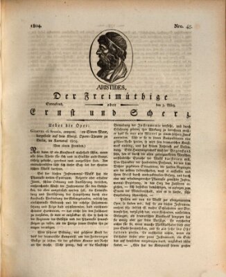 Der Freimüthige oder Ernst und Scherz (Der Freimüthige oder Unterhaltungsblatt für gebildete, unbefangene Leser) Samstag 3. März 1804
