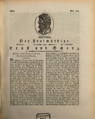 Der Freimüthige oder Ernst und Scherz (Der Freimüthige oder Unterhaltungsblatt für gebildete, unbefangene Leser) Samstag 1. September 1804