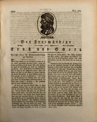 Der Freimüthige oder Ernst und Scherz (Der Freimüthige oder Unterhaltungsblatt für gebildete, unbefangene Leser) Freitag 9. November 1804