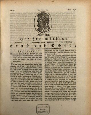 Der Freimüthige oder Ernst und Scherz (Der Freimüthige oder Unterhaltungsblatt für gebildete, unbefangene Leser) Samstag 1. Dezember 1804