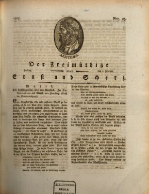Der Freimüthige oder Ernst und Scherz (Der Freimüthige oder Unterhaltungsblatt für gebildete, unbefangene Leser) Freitag 1. Februar 1805