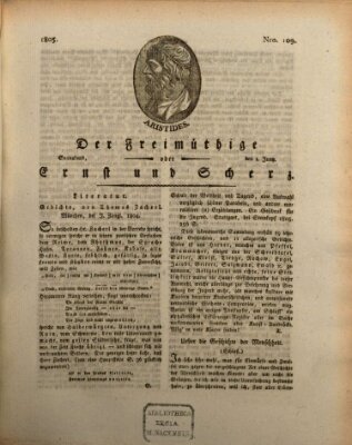 Der Freimüthige oder Ernst und Scherz (Der Freimüthige oder Unterhaltungsblatt für gebildete, unbefangene Leser) Samstag 1. Juni 1805