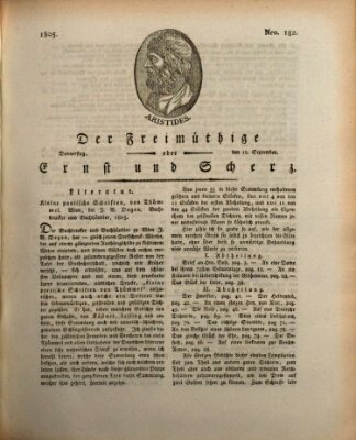 Der Freimüthige oder Ernst und Scherz (Der Freimüthige oder Unterhaltungsblatt für gebildete, unbefangene Leser) Donnerstag 12. September 1805