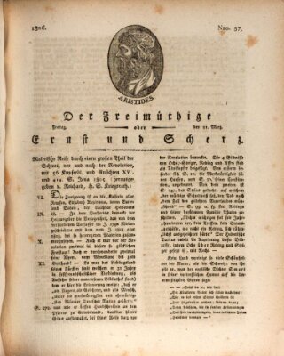 Der Freimüthige oder Ernst und Scherz (Der Freimüthige oder Unterhaltungsblatt für gebildete, unbefangene Leser) Freitag 21. März 1806