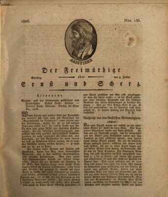 Der Freimüthige oder Ernst und Scherz (Der Freimüthige oder Unterhaltungsblatt für gebildete, unbefangene Leser) Dienstag 8. Juli 1806
