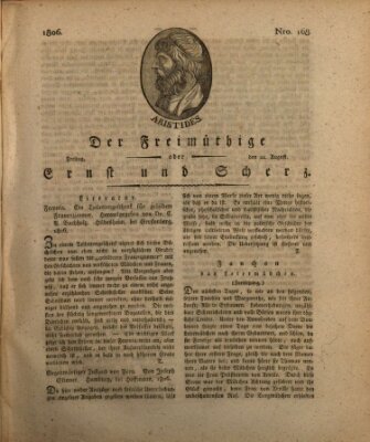 Der Freimüthige oder Ernst und Scherz (Der Freimüthige oder Unterhaltungsblatt für gebildete, unbefangene Leser) Freitag 22. August 1806