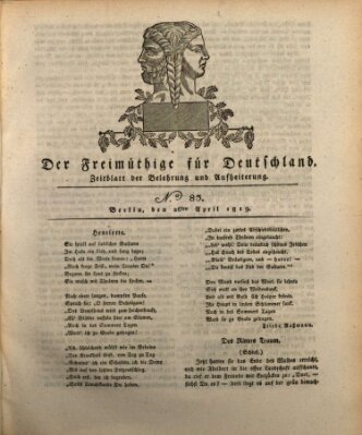 Der Freimüthige für Deutschland Montag 26. April 1819