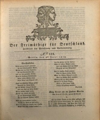 Der Freimüthige für Deutschland Freitag 4. Juni 1819