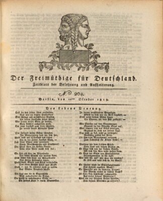 Der Freimüthige für Deutschland Dienstag 12. Oktober 1819