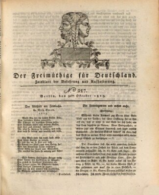 Der Freimüthige für Deutschland Samstag 30. Oktober 1819
