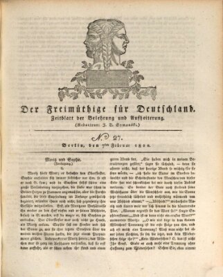Der Freimüthige für Deutschland Montag 7. Februar 1820
