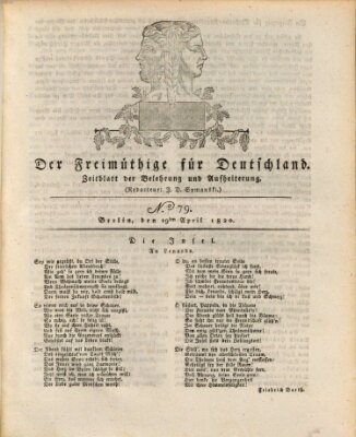 Der Freimüthige für Deutschland Mittwoch 19. April 1820