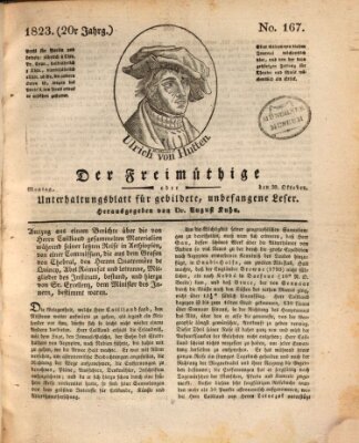 Der Freimüthige oder Unterhaltungsblatt für gebildete, unbefangene Leser Montag 20. Oktober 1823